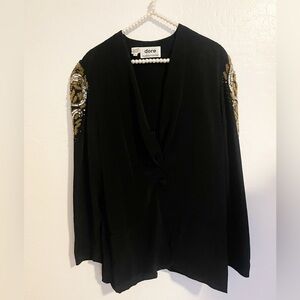 vintage D’ore by Della Roufogali embellished shoulder blazer size 12